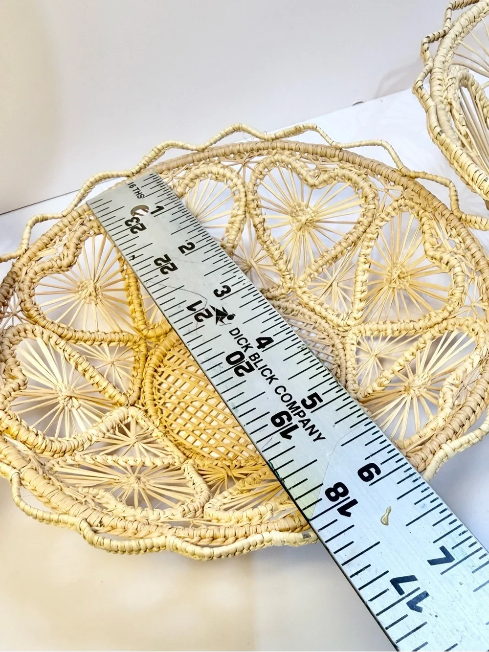 Vintage Cream Woven Rattan Decorative Bowls set of 3 folk art bohemian
